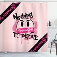 thumbnail image 1 of Ambesonne Emoji Shower Curtain, Graffiti Tag Angry Look Face, 69"Wx84"L, Pale Pink Hot Pink Black, 1 of 3