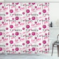 thumbnail image 1 of Ambesonne Emoji Shower Curtain, Grunge Funny Evil Faces Print, 69"Wx84"L, Magenta Black Ivory, 1 of 3