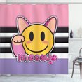 thumbnail image 1 of Ambesonne Emoji Shower Curtain, Meow Funny Kitten Character, 69"Wx84"L, Pink Lavender and Mustard, 1 of 3