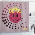 thumbnail image 1 of Ambesonne Emoji Shower Curtain, Modern Funny Evil Face Dots, 69"Wx84"L, Dried Rose Yellow Black, 1 of 2