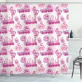 thumbnail image 1 of Ambesonne Emoji Shower Curtain, Pinkish Design Sayings Faces, 69"Wx84"L, Off White Magenta, 1 of 3