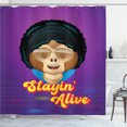 thumbnail image 1 of Ambesonne Emoji Shower Curtain, Staying Alive Disco Monkey, 69"Wx84"L, Purple Magenta and Yellow, 1 of 3
