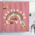 thumbnail image 1 of Ambesonne Emoji Shower Curtain, World Love Raindbow Leaf Face, 69"Wx84"L, Dried Rose Cream Mustard, 1 of 3