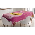 thumbnail image 1 of Ambesonne Emoji Tablecloth Rectangular Table Cover, Asian Blooms Funny Face Art, 60"x90", Pink Mustard White, 1 of 4