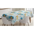 thumbnail image 1 of Ambesonne Emoji Tablecloth Rectangular Table Cover, Aviation Sky Rider Writings, 60"x90", Soft Blue Mustard Red, 1 of 4