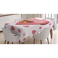 thumbnail image 1 of Ambesonne Emoji Tablecloth Rectangular Table Cover, Flowers Hearts Girlboss Face, 52"x70", Pale Ruby Mustard and White, 1 of 4