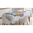 thumbnail image 1 of Ambesonne Emoji Tablecloth Rectangular Table Cover, Heal to Happiness Lettering, 60"x90", White Soft Pink Mustard, 1 of 4