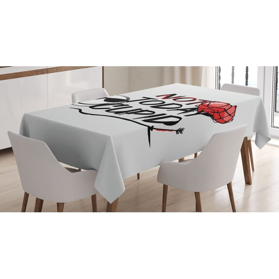 Ambesonne Emoji Tablecloth Rectangular Table Cover, Not Today Cupid Writing Art, 60"x90", White Vermilion Dark Grey