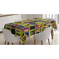 thumbnail image 1 of Ambesonne Emoji Tablecloth Rectangular Table Cover, Pop POV Letters Funny Faces, 60"x84", Indigo and Multicolor, 1 of 4