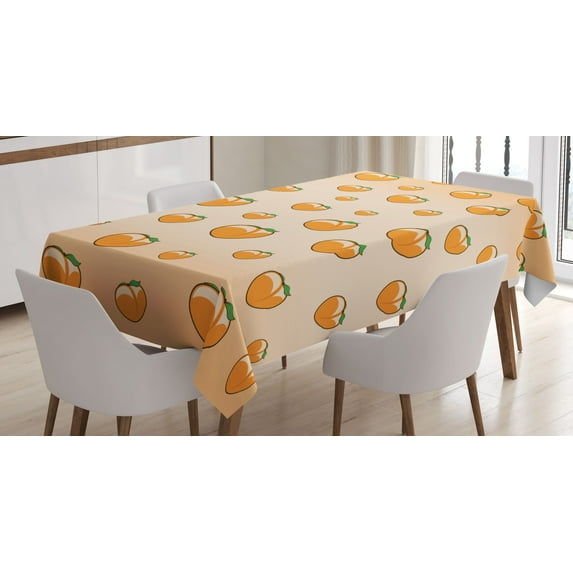 Ambesonne Emoji Tablecloth Rectangular Table Cover, Simple Modern Apricot Pattern, 60"x90", Marigold Peach