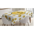 thumbnail image 1 of Ambesonne Emoji Tablecloth Rectangular Table Cover, Smirking Round Face Pattern, 60"x84", Pale Eggshell Mustard, 1 of 4
