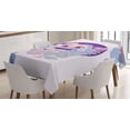 thumbnail image 1 of Ambesonne Emoji Tablecloth Rectangular Table Cover, Tropic Pastel Blooms Leaves, 52"x70", Ceil Blue Blush and Purple, 1 of 4