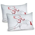 thumbnail image 1 of Ambesonne Engagement Pillow Sham 2 Pack, Clinking Flute Glass, 26"x20", Scarlet and Pale Grey, 1 of 3