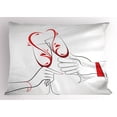 thumbnail image 1 of Ambesonne Engagement Pillow Sham, Clinking Flute Glass, 26" X 20", Scarlet and Pale Grey, 1 of 2