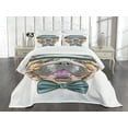 thumbnail image 1 of Ambesonne English Bulldog Quilted Bedspread Set 3 Pcs, Dog in a Hat, Queen Size, Teal Brown Pink, 1 of 5