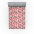 thumbnail image 1 of Ambesonne English Garden Fitted Sheet, Romantic Print Rose, King Size, Pastel Pink Reseda Green, 1 of 5