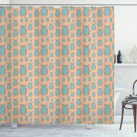 Ambesonne Entomology Shower Curtain, Graphical Insects Layout, 69"Wx84"L, Seafoam Mauve Taupe