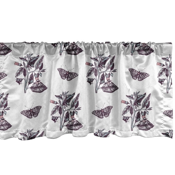 Ambesonne Entomology Window Valance, Butterflies Belladonnas, 54" X 18", Eggplant Pale Seafoam