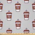 thumbnail image 1 of Ambesonne Espresso Grey Fabric by the Yard Microfiber, Coffee Cups Pattern, 1 Yard, Pale Grey Cinnamon, 1 of 2
