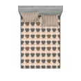 thumbnail image 1 of Ambesonne Espresso Grey Fitted Sheet & Pillow Sham Set, Hot Drink Cup, King, Pale Peach Grey Sepia, 1 of 2