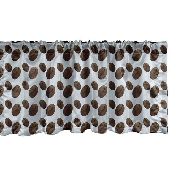 Ambesonne Espresso Valance Pack of 2, Cartoonish Coffee Beans, 54"X18", Pale Ceil Blue Pale Blue