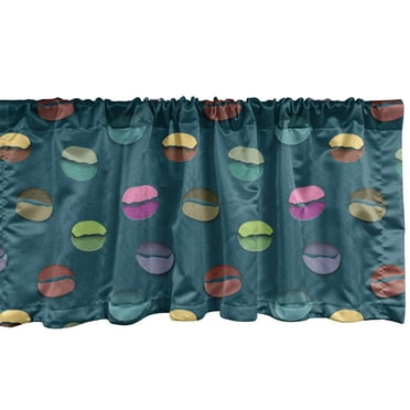 Ambesonne Espresso Window Valance, Doodle Design Coffee, 54" X 18", Dark Teal and Multicolor