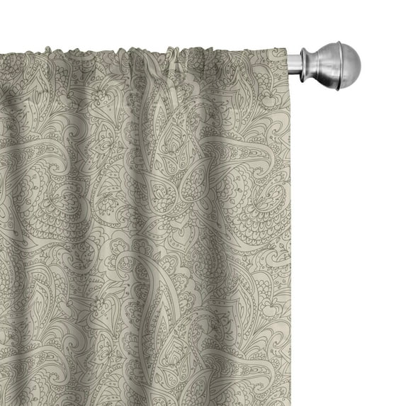 Ambesonne Ethnic Window Curtains, Bohemian Herbs Traditional, Each 28" W x 63" L, Beige