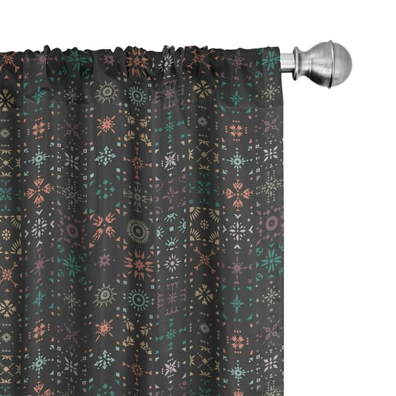Ambesonne Ethnic 4-Panel Curtains, Bohemian Square Formations, 56"x63", Dark Taupe and Multicolor