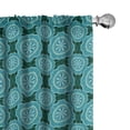 thumbnail image 1 of Ambesonne Ethnic Window Curtains, Circular-Shaped Floral Art, Each 28" W x 63" L, Dark Turquoise and Sea Blue, 1 of 4