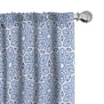 thumbnail image 1 of Ambesonne Ethnic Window Curtains, Dutch Folk Retro Scrolls, Each 28" W x 84" L, Violet Blue and White, 1 of 4
