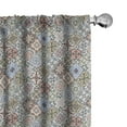thumbnail image 1 of Ambesonne Ethnic Window Curtains, Floral Motifs in Squares, Each 28" W x 95" L, Pale Salmon and Slate Blue, 1 of 4