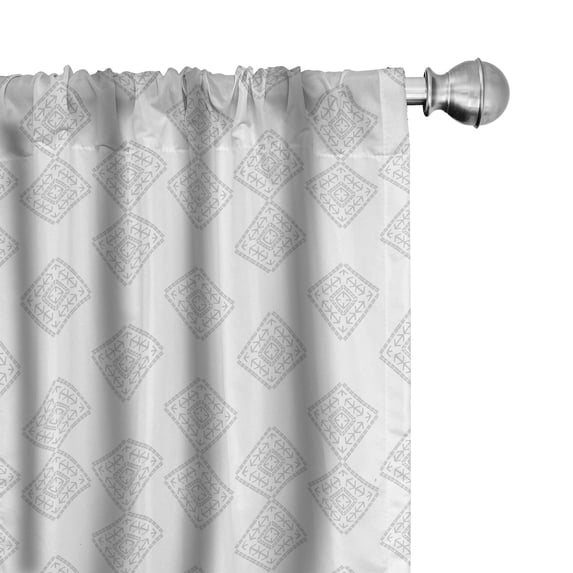 Ambesonne Ethnic 4-Panel Curtains, Folkloric Tribal Art, 56"x95", Pale Taupe White