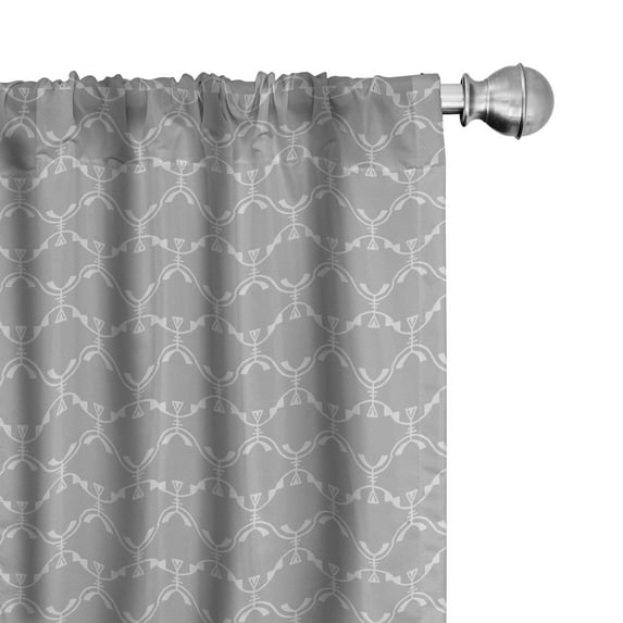Ambesonne Ethnic Window Curtains, Monochrome Grunge Shapes Art, Each 28" W x 84" L, Pale Grey and Pearl