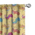 thumbnail image 1 of Ambesonne Ethnic Window Curtains, Oriental Bird Sketches Print, Each 28" W x 63" L, Pale Orange Burnt Sienna, 1 of 2
