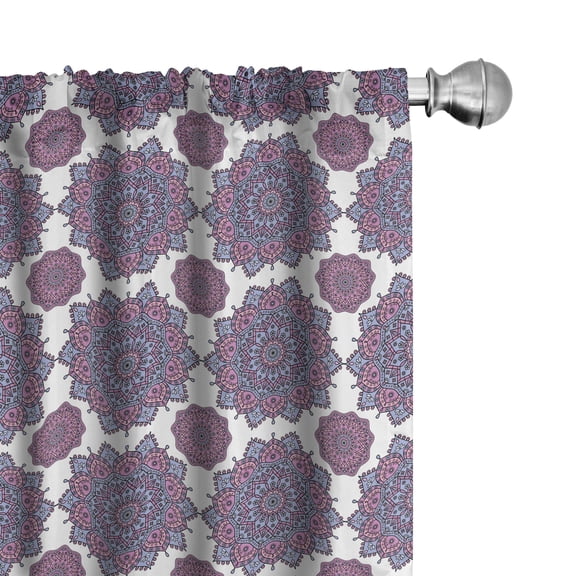 Ambesonne Ethnic 4-Panel Curtains, Round Mandala Like Motifs, 56"x63", Pale Mauve Taupe
