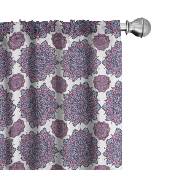 Ambesonne Ethnic Window Curtains, Round Mandala Like Motifs, Each 28" W x 95" L, Pale Mauve Taupe