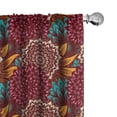 thumbnail image 1 of Ambesonne Ethnic Window Curtains, Rustic-Colored Floral Shapes, Each 28" W x 84" L, Dried Rose Dark Seafoam, 1 of 4