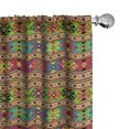 thumbnail image 1 of Ambesonne Ethnic Window Curtains, Traditional Geometric Plot, Each 28" W x 84" L, Lime Green and Purple, 1 of 4