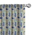 thumbnail image 1 of Ambesonne Ethnic Window Curtains, Tribal Triangles Lines Plot, Each 28" W x 84" L, Blue Blush and Yellow, 1 of 4