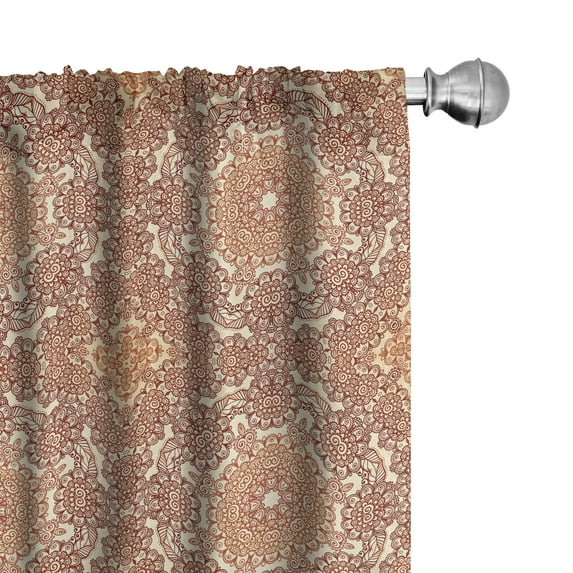 Ambesonne Ethnic Window Curtains, Vintage Circular, Each 28" W x 95" L, Brown Pale Brown