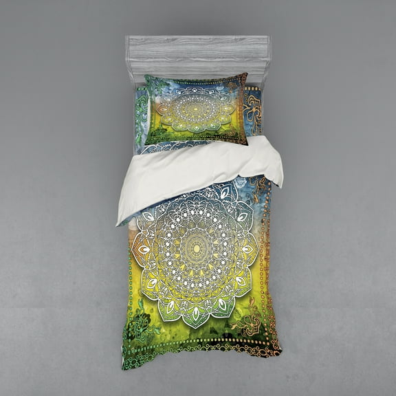 Ambesonne Ethnic Bedding Set 3 Pcs, Mandala Boho, Twin, Multicolor