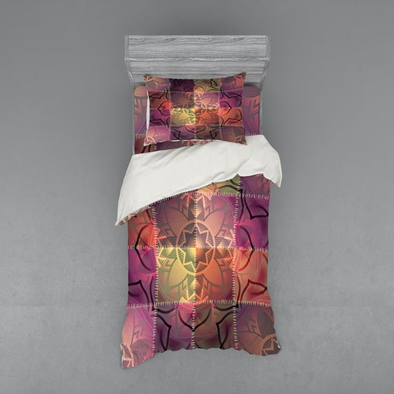 Ambesonne Ethnic Bedding Set 3 Pcs, Modern Mandala Motif, Twin XL, Multicolor