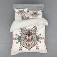 thumbnail image 1 of Ambesonne Ethnic Bedding Set 4 Pcs, Big Wolf Head Ornaments, Queen, Pearl Coral and Teal, 1 of 3