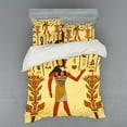 thumbnail image 1 of Ambesonne Ethnic Bedding Set 4 Pcs, Egyptian Hieroglyph Myth, Queen, Pale Yellow Marigold Red, 1 of 3