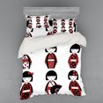 thumbnail image 1 of Ambesonne Ethnic Bedding Set 4 Pcs, Geisha Dolls Folkloric, Queen, Black Red, 1 of 3