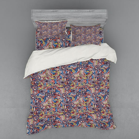 Ambesonne Ethnic Bedding Set 4 Pcs, Mosaic Bohemian, Queen, Multicolor