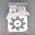 thumbnail image 1 of Ambesonne Ethnic Bedding Set 4 Pcs, Tattoo Circular Vector, Queen, Black White and Ruby, 1 of 2