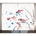 thumbnail image 1 of Ambesonne Ethnic Curtains 2 Panel Set, Traditional Ink Painting, 108" x 90", Red and Blue, 1 of 3