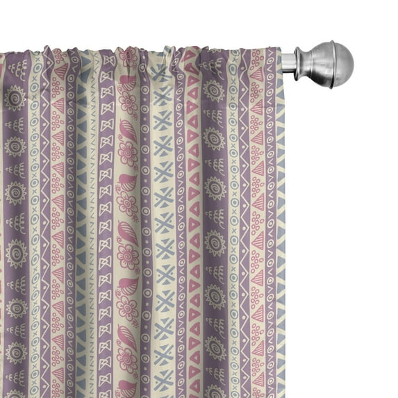 Ambesonne Ethnic Curtains, Aztec Style Floral Leaves, Pair of 28"x63", Pale Pink Mauve