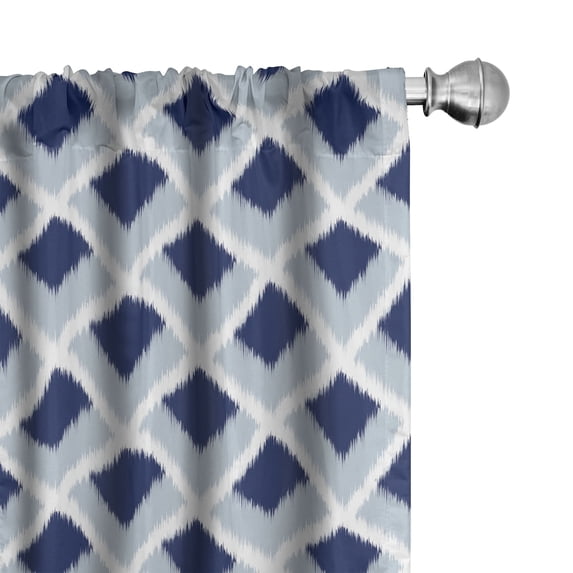 Ambesonne Ethnic Curtains, Blue Toned Ikat Modern, Pair of 28"x63", Pale Blue Navy Blue